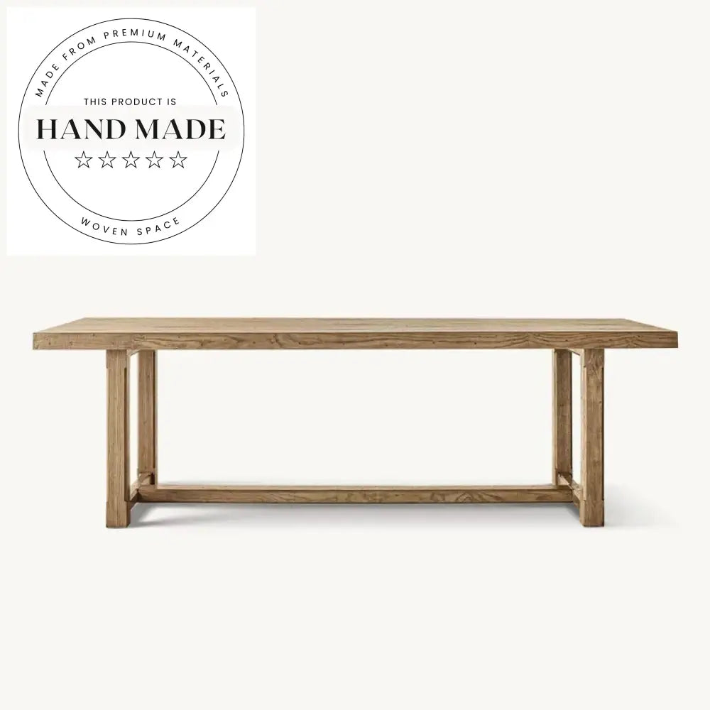 Reclaimed Oak Solid Wood Midcentury Extendable Rectangular Dining Table