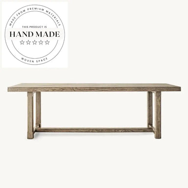 Reclaimed Oak Solid Wood Midcentury Extendable Rectangular Dining Table