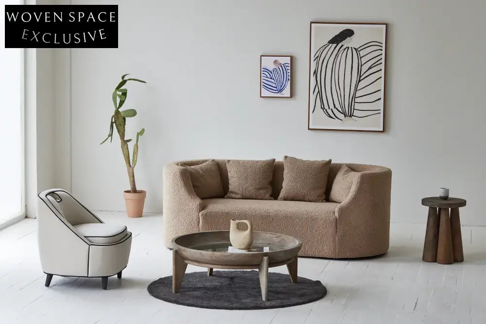 Wabi Sabi Recycled Elm Round Coffee Table with Tempered Glass Top