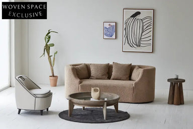 Wabi Sabi Recycled Elm Round Coffee Table with Tempered Glass Top