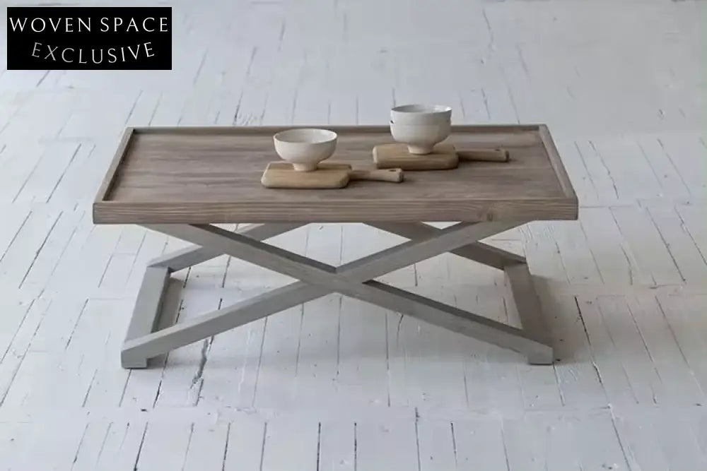 French Country Rustic Recycled Pine Coffee Table, Hand-Painted Dual Tone, Vintage Design