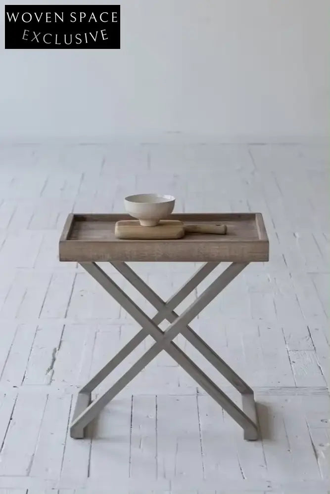 French Country Rustic Recycled Pine Coffee Table, Hand-Painted Dual Tone, Vintage Design