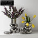 Refined Silver Ceramic Round Tabletop Decor Accent Modern Flower Vase
