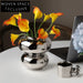 Refined Silver Ceramic Round Tabletop Decor Accent Modern Flower Vase