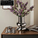 Refined Silver Ceramic Round Tabletop Decor Accent Modern Flower Vase