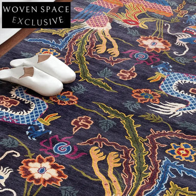 Regal Dragon Phoenix Ethnic Style Washable Area Rug for Living Room