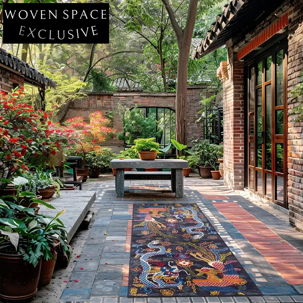 Regal Dragon Phoenix Ethnic Style Washable Area Rug for Living Room