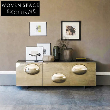 Regal Golden Sideboard Cabinet: Luxury Wood Storage for Modern Living Spaces