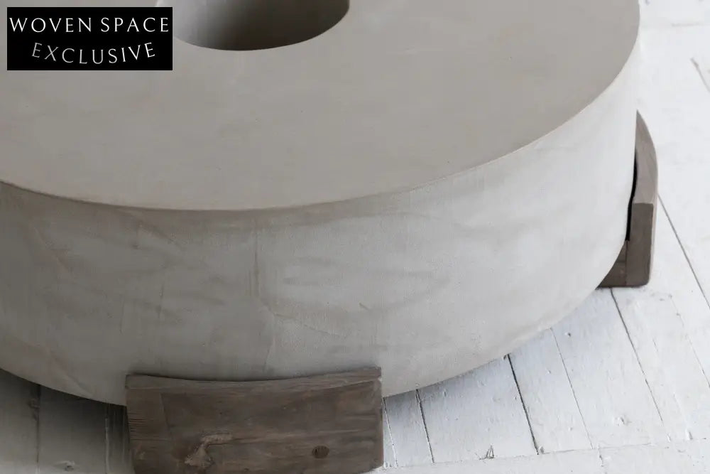 Elegant Mid-Century Concrete Elm Coffee Table for Modern Living Spaces