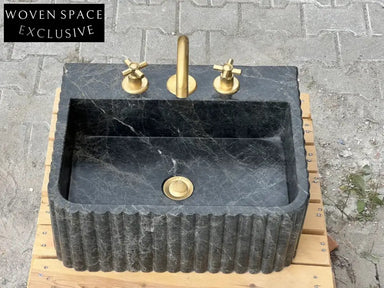 Renzo Black Bayat Marble Ribbed Sink
