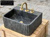 Renzo Black Bayat Marble Ribbed Sink