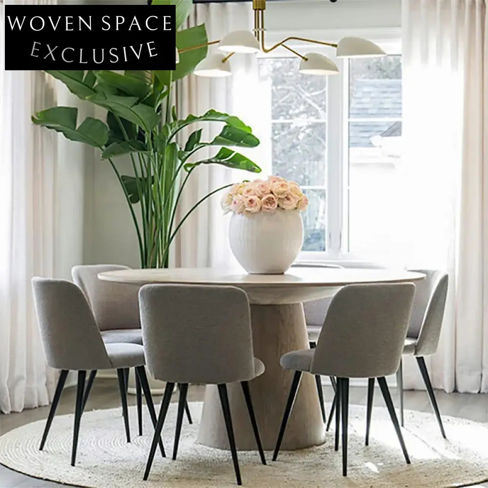 Retro American Style Plywood Top Solid Wood Round Dinner Table