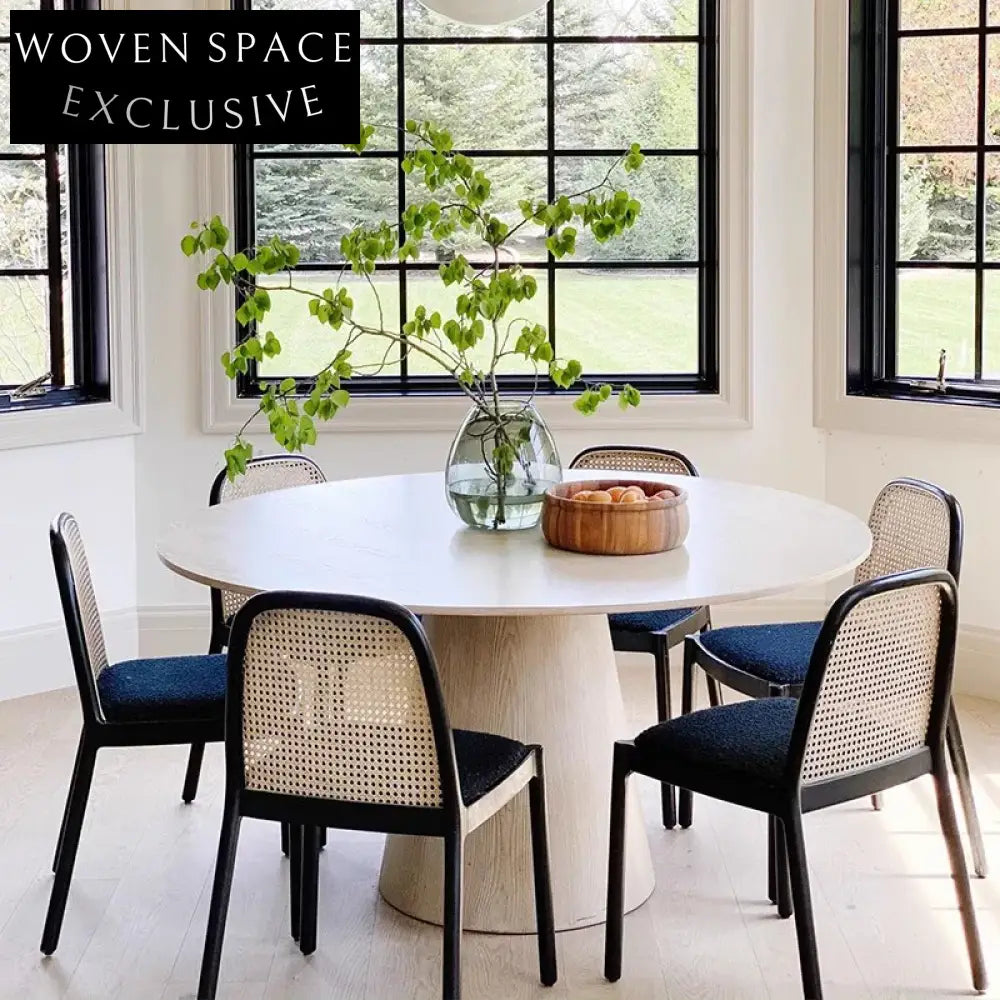 Retro American Style Plywood Top Solid Wood Round Dinner Table