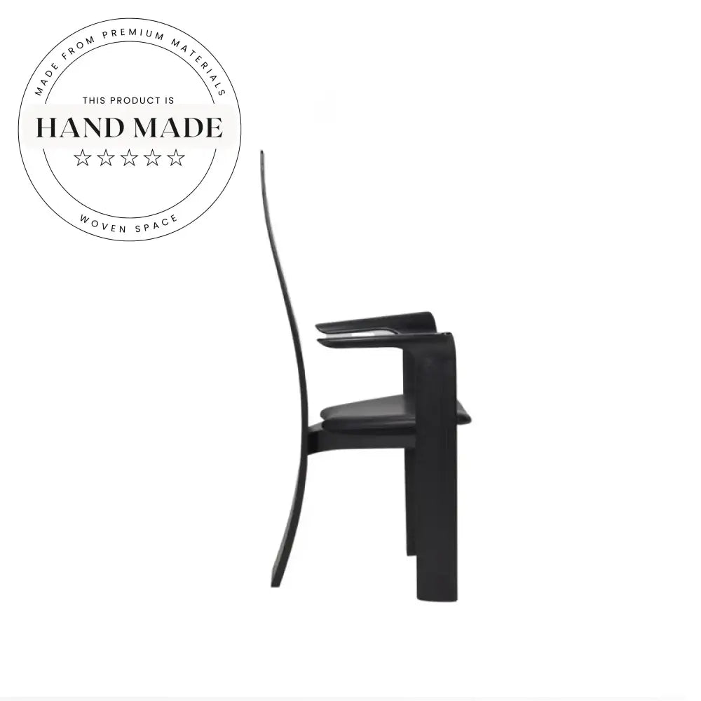 Retro Black High Back Solid Wood Designer Arm Dining Chair