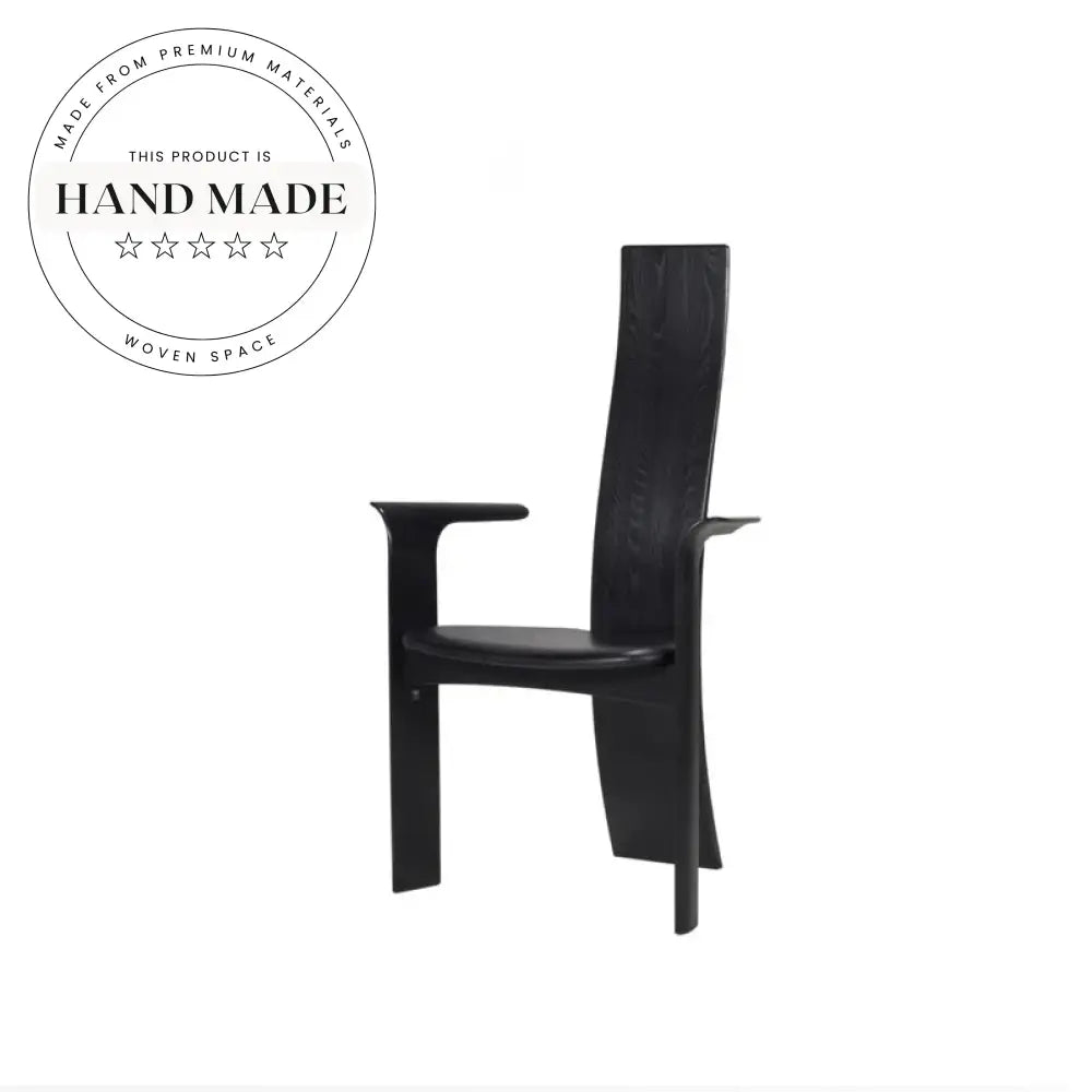 Retro Black High Back Solid Wood Designer Arm Dining Chair