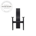 Retro Black High Back Solid Wood Designer Arm Dining Chair