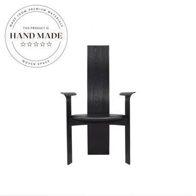Retro Black High Back Solid Wood Designer Arm Dining Chair