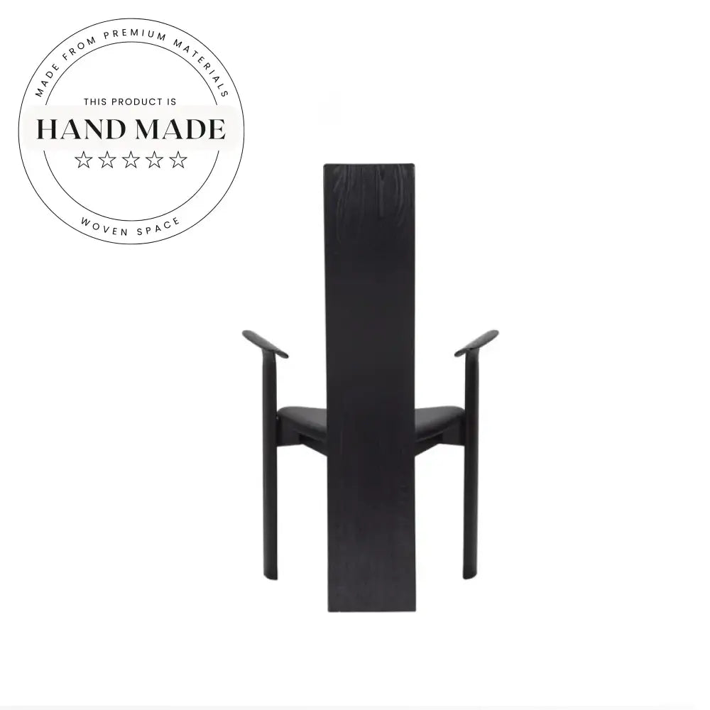 Retro Black High Back Solid Wood Designer Arm Dining Chair