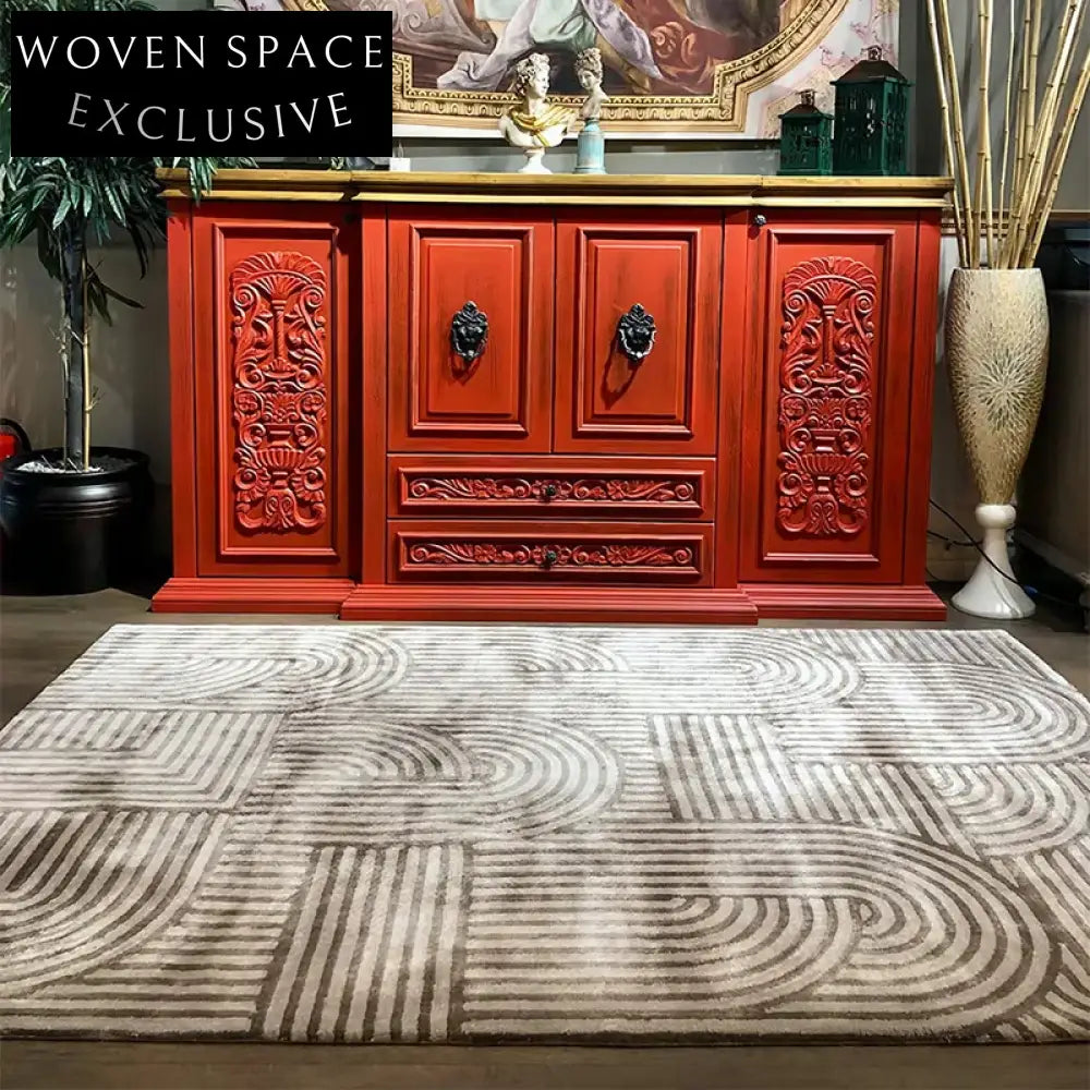 Retro Blue Handmade Area Rug for Modern Home Decor & Comfort