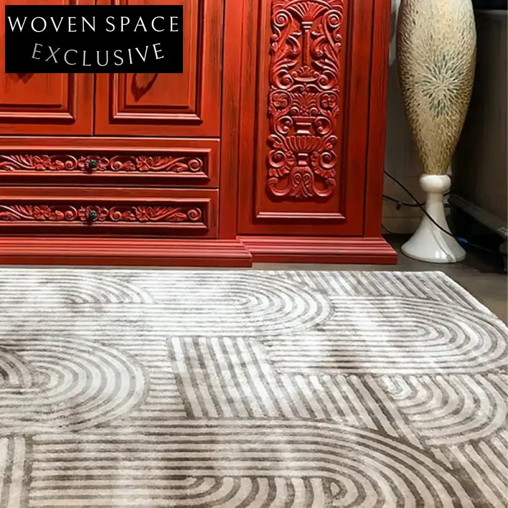 Retro Blue Handmade Area Rug for Modern Home Decor & Comfort