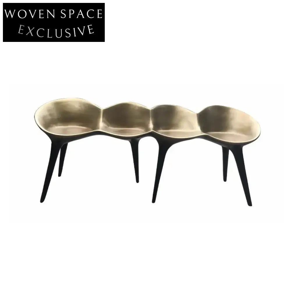 Retro Brass Caterpillar Fiberglass Ottoman Stool for Modern Living Rooms