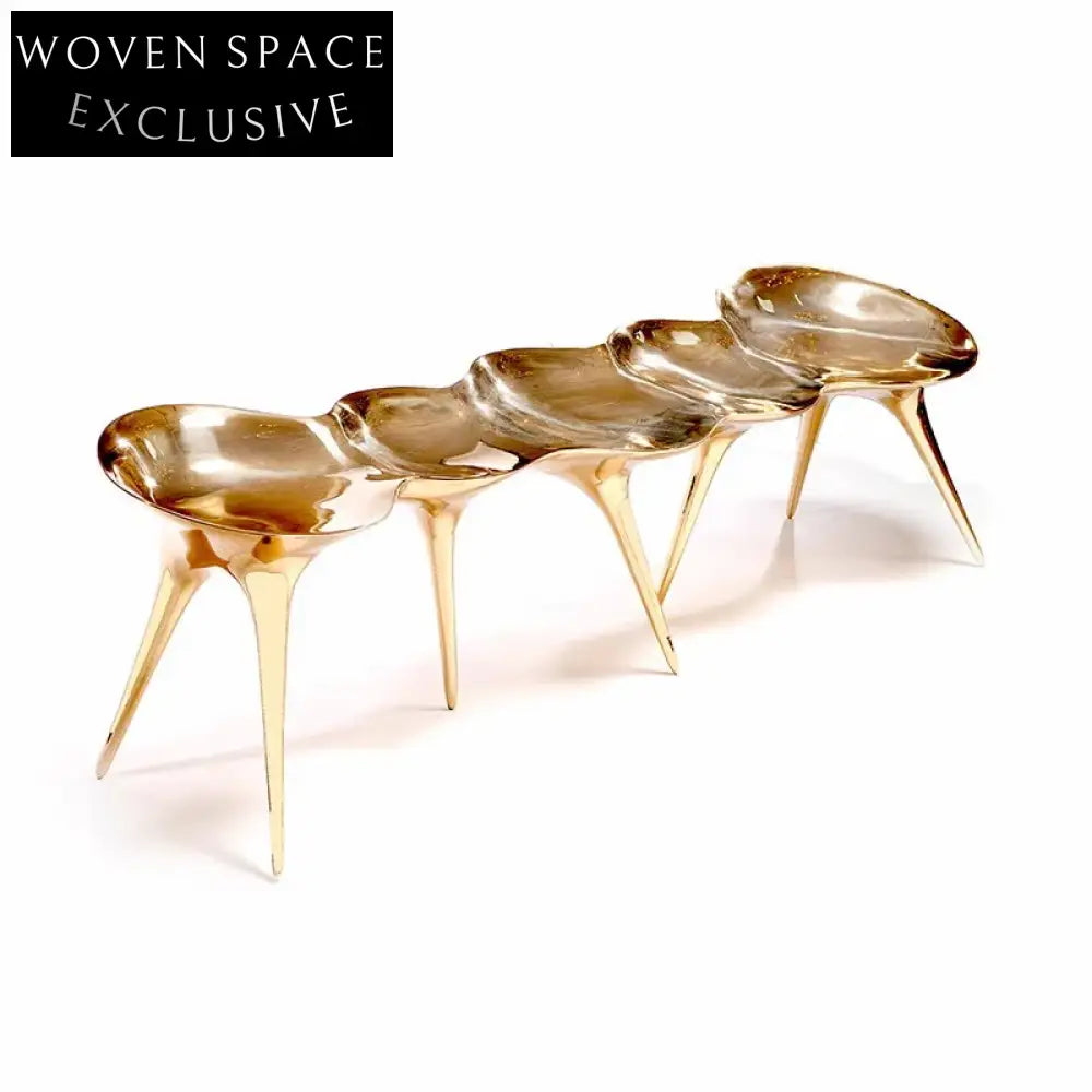 Retro Brass Caterpillar Fiberglass Ottoman Stool for Modern Living Rooms