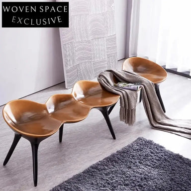 Retro Brass Caterpillar Fiberglass Ottoman Stool for Modern Living Rooms