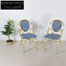 Retro French Bistro Outdoor Garden Blue Plastic Wicker Dining Chair
