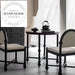 Retro French Style Black Solid Wood Round Back Fabric Dining Chair