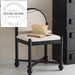 Retro French Style Black Solid Wood Round Back Fabric Dining Chair