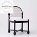 Retro French Style Black Solid Wood Round Back Fabric Dining Chair