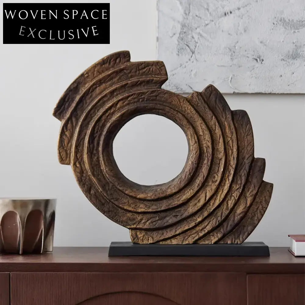 Retro Geometric Metal Art Sculpture for Tabletop Home Decor Display Piece