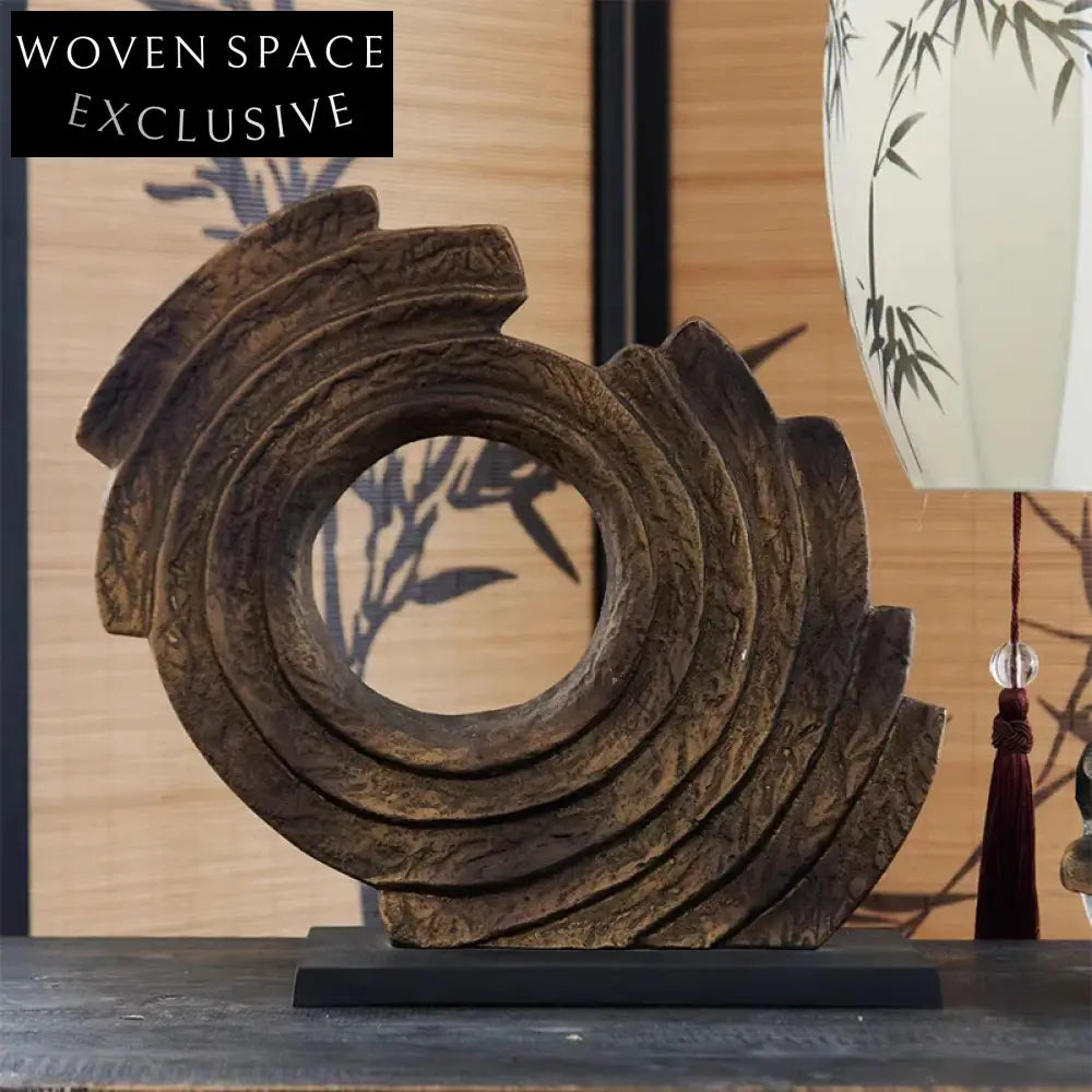 Retro Geometric Metal Art Sculpture for Tabletop Home Decor Display Piece