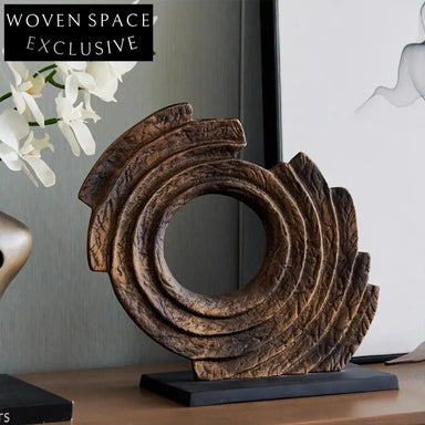 Retro Geometric Metal Art Sculpture for Tabletop Home Decor Display Piece