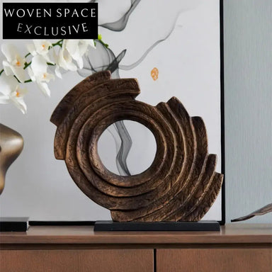Retro Geometric Metal Art Sculpture for Tabletop Home Decor Display Piece
