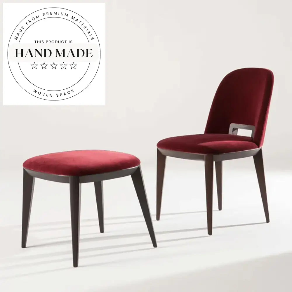 Retro Italian Designer Mid-Century Modern Solid Wood Fabric Dining Chair