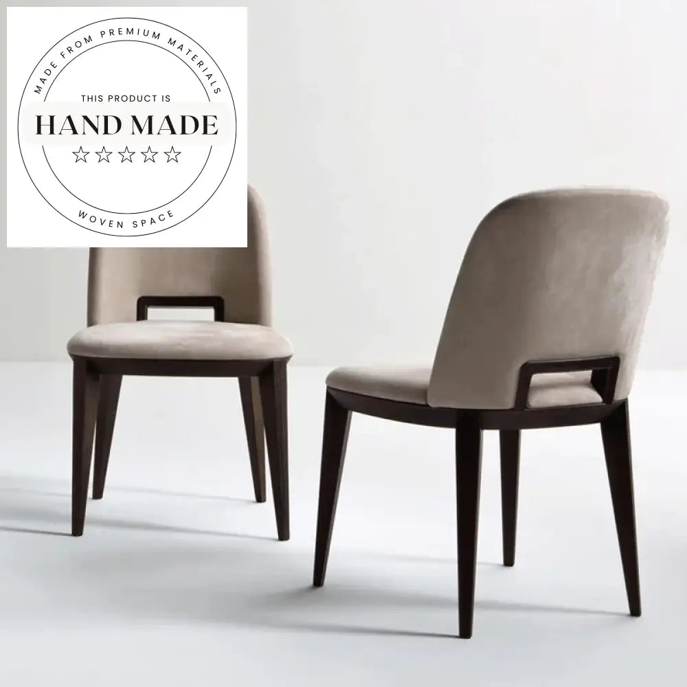 Retro Italian Designer Mid-Century Modern Solid Wood Fabric Dining Chair