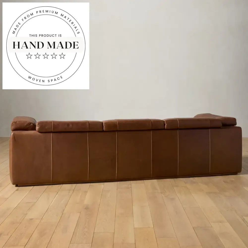 Retro Luxury Tufted Genuine Leather Villa Sectional Sofa