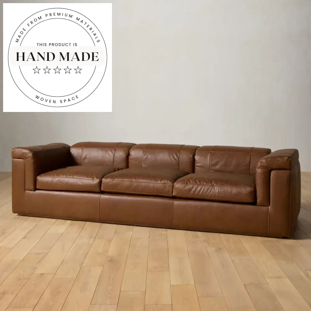 Retro Luxury Tufted Genuine Leather Villa Sectional Sofa