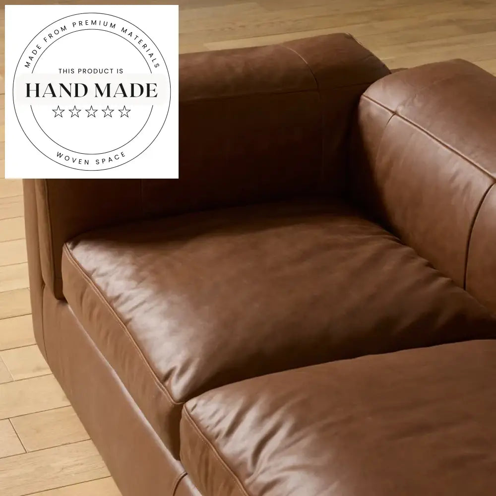 Retro Luxury Tufted Genuine Leather Villa Sectional Sofa