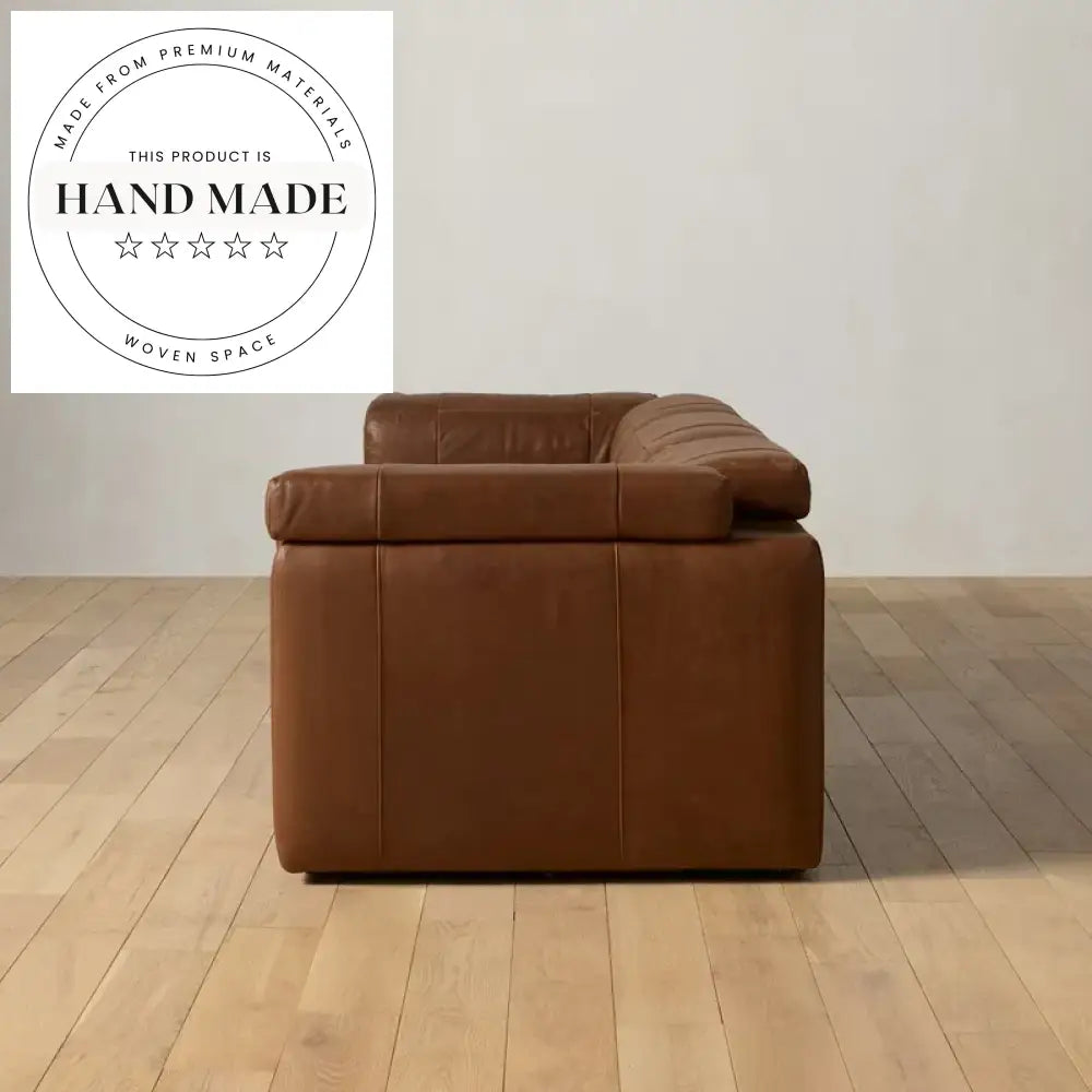 Retro Luxury Tufted Genuine Leather Villa Sectional Sofa