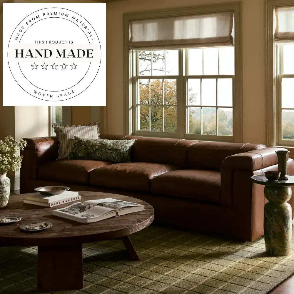 Retro Luxury Tufted Genuine Leather Villa Sectional Sofa