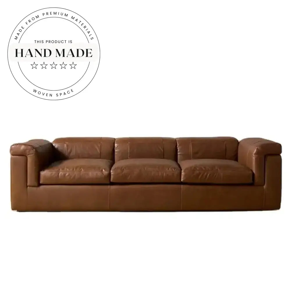 Retro Luxury Tufted Genuine Leather Villa Sectional Sofa