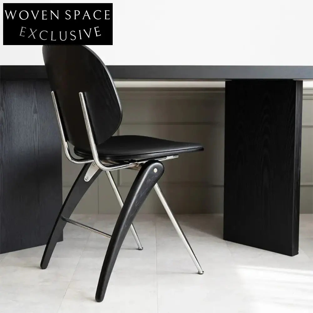 Retro Minimalist Dining Chair: Microfiber Leather, Wood, Strong Metal Legs, Home