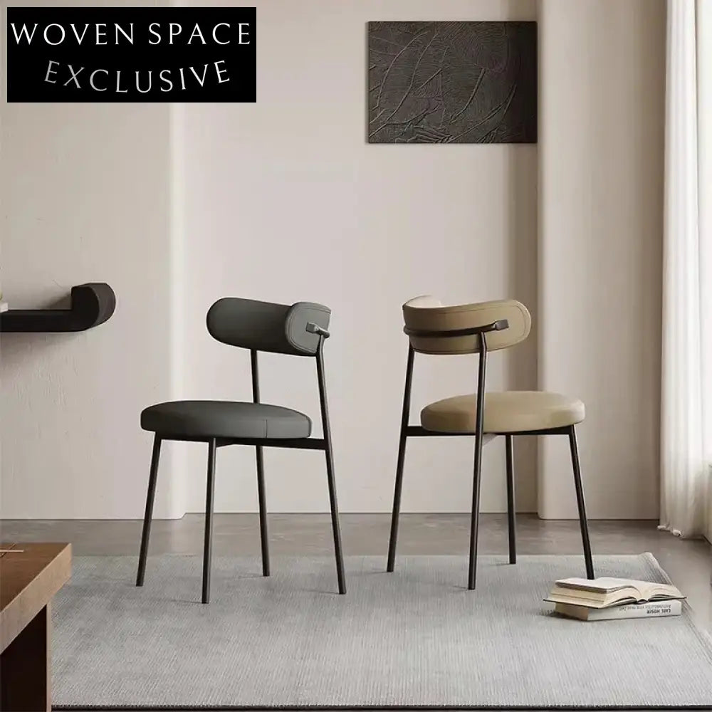 Retro Modern Comfortable Microfiber Leather Metal Accent Dining Chair