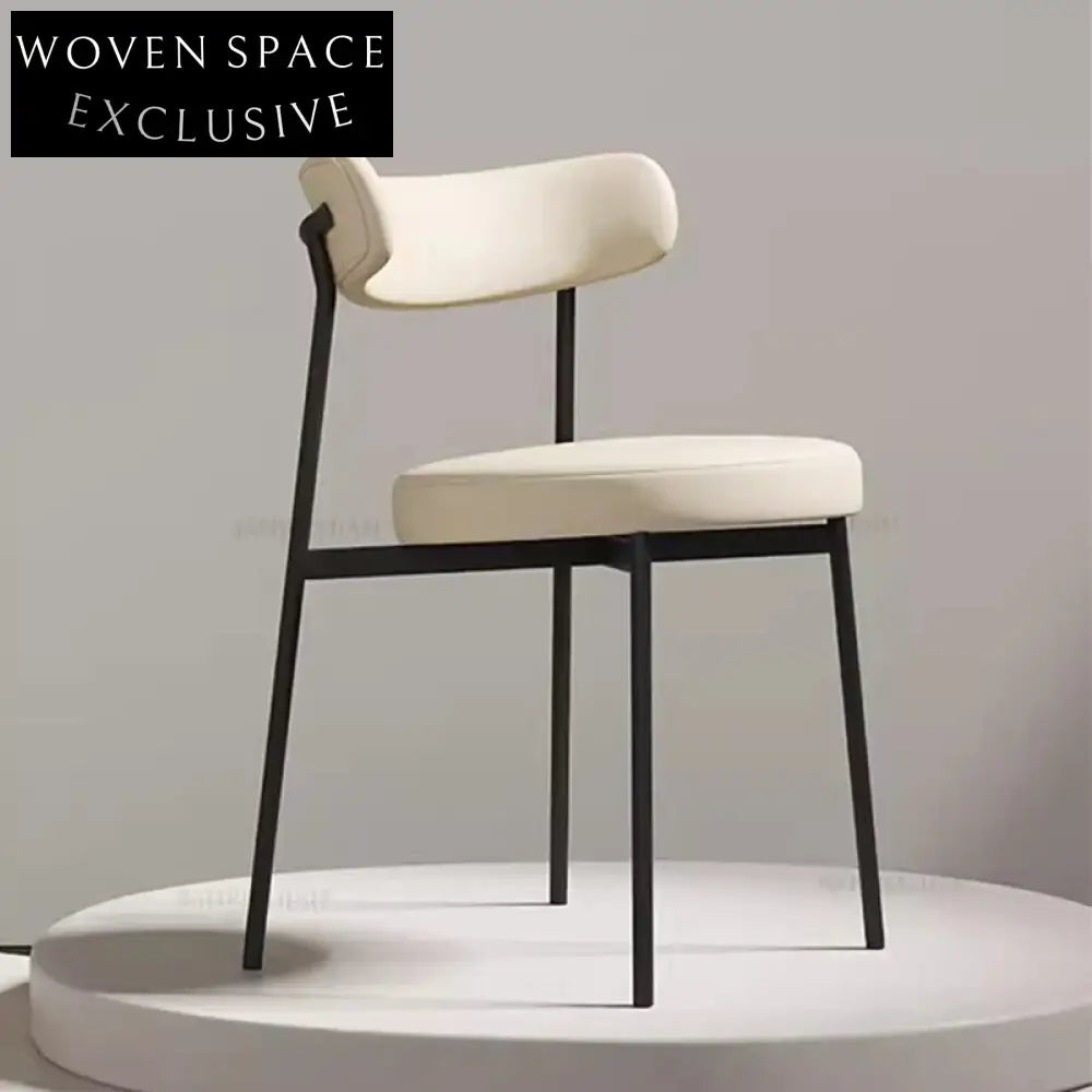 Retro Modern Comfortable Microfiber Leather Metal Accent Dining Chair