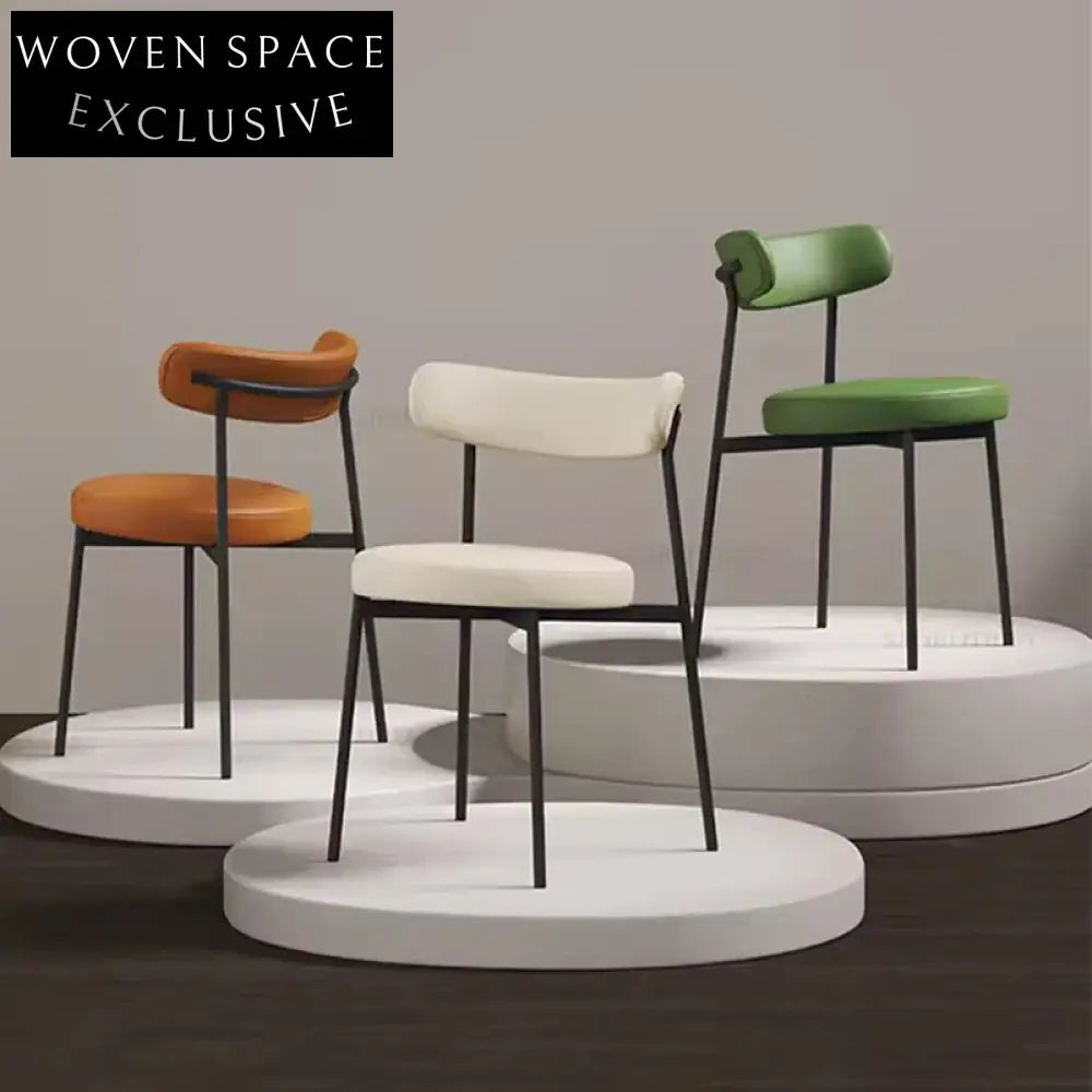 Retro Modern Comfortable Microfiber Leather Metal Accent Dining Chair