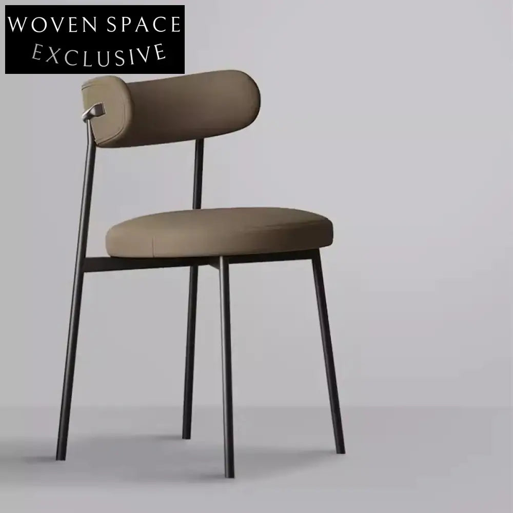 Retro Modern Comfortable Microfiber Leather Metal Accent Dining Chair