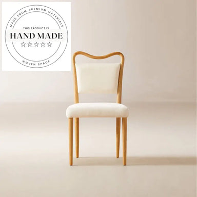 Retro Natural Solid Oak Wood and Linen Fabric Dining Chair