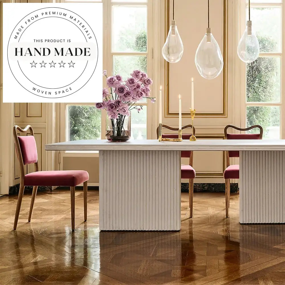 Retro Natural Solid Oak Wood and Linen Fabric Dining Chair